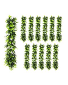 12 PCS Artificial Plant Vines Faux Plants Greenery Garland for Wedding Party Garden Home Kitchen Office Wall Decor Indoor Outdoor Decor, Green White