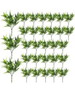 Coarbor 30 PCS Artificial Bushes Plastic Artificial Flowers Fake Outdoor Plants for Home Kitchen Party Flowers Arrangement Wedding Decorations, Green White