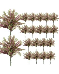 Coarbor 20 PCS Artificial Bushes Plastic Artificial Flowers Fake Outdoor Plants for Home Kitchen Party Flowers Arrangement Wedding Decorations, Purple Green