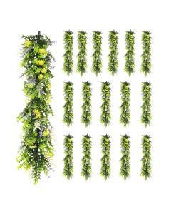 17 PCS Artificial Plant Vines Faux Plants Greenery Garland for Wedding Party Garden Home Kitchen Office Wall Decor Indoor Outdoor Decor, Green Yellow