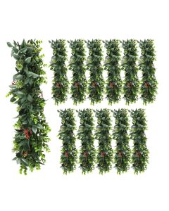 12 PCS Artificial Plant Vines Faux Plants Greenery Garland for Wedding Party Garden Home Kitchen Office Wall Decor Indoor Outdoor Decor, Green Red