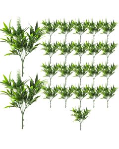 Coarbor 23 PCS Artificial Bushes Plastic Artificial Flowers Fake Outdoor Plants for Home Kitchen Party Flowers Arrangement Wedding Decorations, Green White