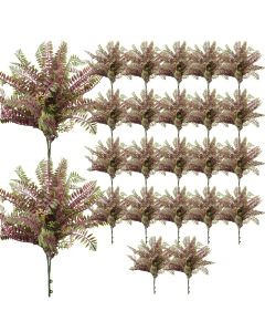 Coarbor 24 PCS Artificial Bushes Plastic Artificial Flowers Fake Outdoor Plants for Home Kitchen Party Flowers Arrangement Wedding Decorations, Purple Green