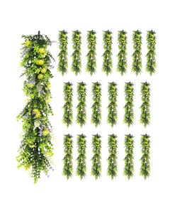 20 PCS Artificial Plant Vines Faux Plants Greenery Garland for Wedding Party Garden Home Kitchen Office Wall Decor Indoor Outdoor Decor, Green Yellow