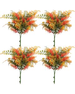 Coarbor 4 PCS Artificial Bushes Plastic Artificial Flowers Fake Outdoor Plants for Home Kitchen Party Flowers Arrangement Wedding Decorations, Orange