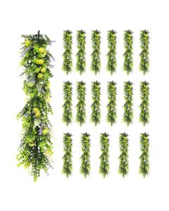 18 PCS Artificial Plant Vines Faux Plants Greenery Garland for Wedding Party Garden Home Kitchen Office Wall Decor Indoor Outdoor Decor, Green Yellow