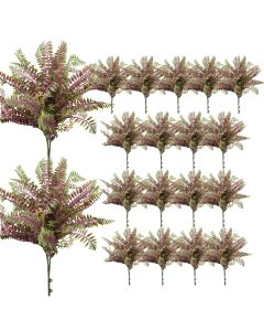 Coarbor 19 PCS Artificial Bushes Plastic Artificial Flowers Fake Outdoor Plants for Home Kitchen Party Flowers Arrangement Wedding Decorations, Purple Green