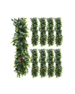 9 PCS Artificial Plant Vines Faux Plants Greenery Garland for Wedding Party Garden Home Kitchen Office Wall Decor Indoor Outdoor Decor, Green Red