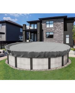 Coarbor 22' Round Winter Pool Cover for 18' Above Ground Pools Safety Pool Covers with Wire Rope Hemmed All Edges Super Heavy Duty Strong Double Stitched Seam Light Gray
