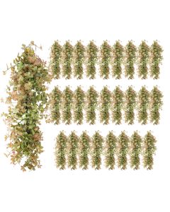27 PCS Artificial Plant Vines Faux Plants Greenery Garland for Wedding Party Garden Home Kitchen Office Wall Decor Indoor Outdoor Decor, Autumn Orange