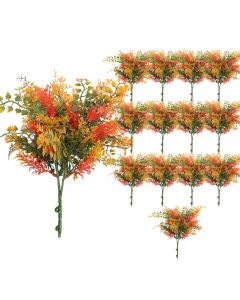 Coarbor 14 PCS Artificial Bushes Plastic Artificial Flowers Fake Outdoor Plants for Home Kitchen Party Flowers Arrangement Wedding Decorations, Orange