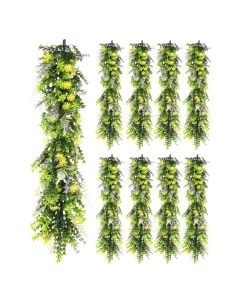 9 PCS Artificial Plant Vines Faux Plants Greenery Garland for Wedding Party Garden Home Kitchen Office Wall Decor Indoor Outdoor Decor, Green Yellow