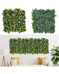 Coarbor 9 Packs 20" x 20" Artificial Yellow Photinia Fence Panel Faux Ivy Fence Privacy Topiary Hedge Plant Fence Grass Wall Panels Backdrop for Balcony Patio Outdoor Indoor