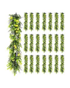 22 PCS Artificial Plant Vines Faux Plants Greenery Garland for Wedding Party Garden Home Kitchen Office Wall Decor Indoor Outdoor Decor, Green Yellow