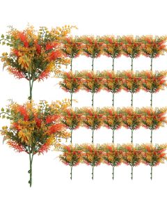 Coarbor 22 PCS Artificial Bushes Plastic Artificial Flowers Fake Outdoor Plants for Home Kitchen Party Flowers Arrangement Wedding Decorations, Orange