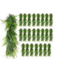 24 PCS Artificial Plant Vines Faux Plants Greenery Garland for Wedding Party Garden Home Kitchen Office Wall Decor Indoor Outdoor Decor, Ivy Green