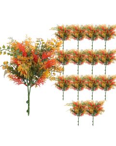 Coarbor 15 PCS Artificial Bushes Plastic Artificial Flowers Fake Outdoor Plants for Home Kitchen Party Flowers Arrangement Wedding Decorations, Orange