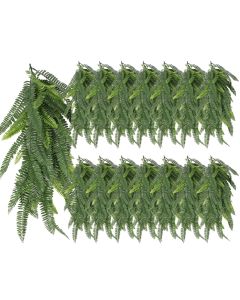 15 PCS Artificial Plant Vines Faux Plants Greenery Garland for Wedding Party Garden Home Kitchen Office Wall Decor Indoor Outdoor Decor, Fern Green