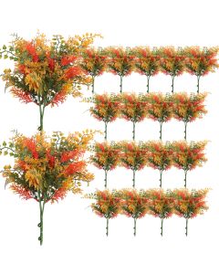 Coarbor 19 PCS Artificial Bushes Plastic Artificial Flowers Fake Outdoor Plants for Home Kitchen Party Flowers Arrangement Wedding Decorations, Orange
