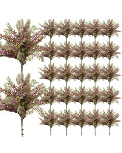 Coarbor 27 PCS Artificial Bushes Plastic Artificial Flowers Fake Outdoor Plants for Home Kitchen Party Flowers Arrangement Wedding Decorations, Purple Green