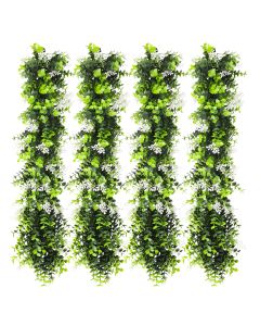 4 PCS Artificial Plant Vines Faux Plants Greenery Garland for Wedding Party Garden Home Kitchen Office Wall Decor Indoor Outdoor Decor, Green White