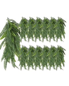 13 PCS Artificial Plant Vines Faux Plants Greenery Garland for Wedding Party Garden Home Kitchen Office Wall Decor Indoor Outdoor Decor, Fern Green