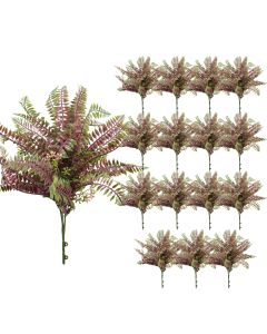 Coarbor 16 PCS Artificial Bushes Plastic Artificial Flowers Fake Outdoor Plants for Home Kitchen Party Flowers Arrangement Wedding Decorations, Purple Green