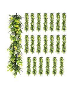 21 PCS Artificial Plant Vines Faux Plants Greenery Garland for Wedding Party Garden Home Kitchen Office Wall Decor Indoor Outdoor Decor, Green Yellow