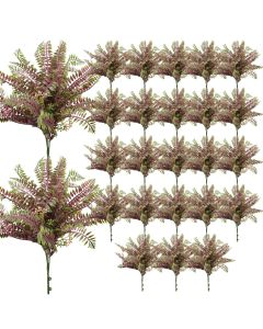 Coarbor 25 PCS Artificial Bushes Plastic Artificial Flowers Fake Outdoor Plants for Home Kitchen Party Flowers Arrangement Wedding Decorations, Purple Green