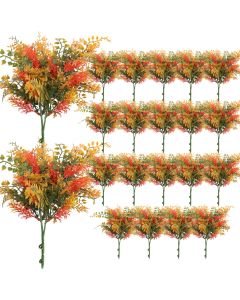 Coarbor 21 PCS Artificial Bushes Plastic Artificial Flowers Fake Outdoor Plants for Home Kitchen Party Flowers Arrangement Wedding Decorations, Orange