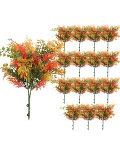 Coarbor 16 PCS Artificial Bushes Plastic Artificial Flowers Fake Outdoor Plants for Home Kitchen Party Flowers Arrangement Wedding Decorations, Orange