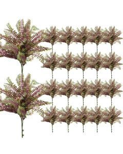 Coarbor 22 PCS Artificial Bushes Plastic Artificial Flowers Fake Outdoor Plants for Home Kitchen Party Flowers Arrangement Wedding Decorations, Purple Green