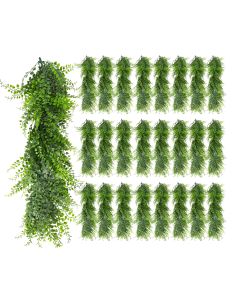25 PCS Artificial Plant Vines Faux Plants Greenery Garland for Wedding Party Garden Home Kitchen Office Wall Decor Indoor Outdoor Decor, Ivy Green
