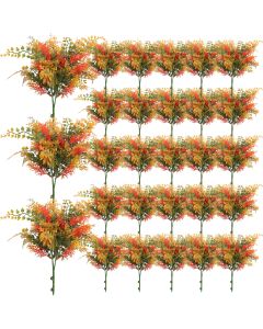 Coarbor 28 PCS Artificial Bushes Plastic Artificial Flowers Fake Outdoor Plants for Home Kitchen Party Flowers Arrangement Wedding Decorations, Orange