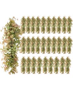 30 PCS Artificial Plant Vines Faux Plants Greenery Garland for Wedding Party Garden Home Kitchen Office Wall Decor Indoor Outdoor Decor, Autumn Orange