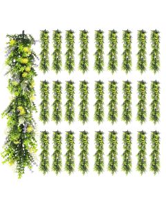 28 PCS Artificial Plant Vines Faux Plants Greenery Garland for Wedding Party Garden Home Kitchen Office Wall Decor Indoor Outdoor Decor, Green Yellow