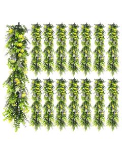 15 PCS Artificial Plant Vines Faux Plants Greenery Garland for Wedding Party Garden Home Kitchen Office Wall Decor Indoor Outdoor Decor, Green Yellow