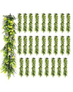 27 PCS Artificial Plant Vines Faux Plants Greenery Garland for Wedding Party Garden Home Kitchen Office Wall Decor Indoor Outdoor Decor, Green Yellow