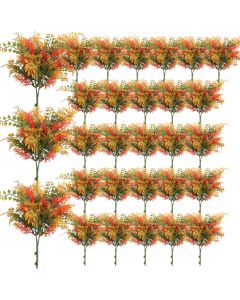 Coarbor 29 PCS Artificial Bushes Plastic Artificial Flowers Fake Outdoor Plants for Home Kitchen Party Flowers Arrangement Wedding Decorations, Orange
