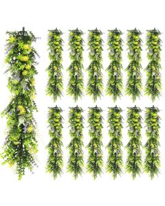 13 PCS Artificial Plant Vines Faux Plants Greenery Garland for Wedding Party Garden Home Kitchen Office Wall Decor Indoor Outdoor Decor, Green Yellow