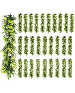 29 PCS Artificial Plant Vines Faux Plants Greenery Garland for Wedding Party Garden Home Kitchen Office Wall Decor Indoor Outdoor Decor, Green Yellow