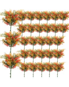 Coarbor 30 PCS Artificial Bushes Plastic Artificial Flowers Fake Outdoor Plants for Home Kitchen Party Flowers Arrangement Wedding Decorations, Orange