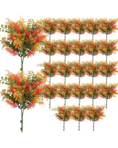 Coarbor 25 PCS Artificial Bushes Plastic Artificial Flowers Fake Outdoor Plants for Home Kitchen Party Flowers Arrangement Wedding Decorations, Orange