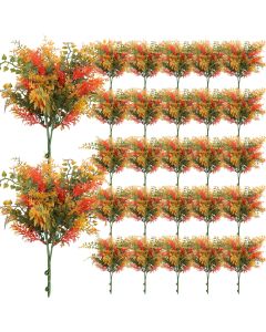 Coarbor 27 PCS Artificial Bushes Plastic Artificial Flowers Fake Outdoor Plants for Home Kitchen Party Flowers Arrangement Wedding Decorations, Orange
