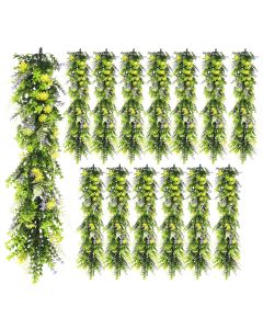 14 PCS Artificial Plant Vines Faux Plants Greenery Garland for Wedding Party Garden Home Kitchen Office Wall Decor Indoor Outdoor Decor, Green Yellow