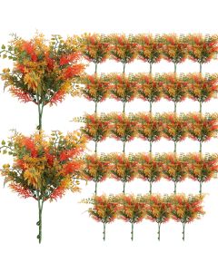 Coarbor 26 PCS Artificial Bushes Plastic Artificial Flowers Fake Outdoor Plants for Home Kitchen Party Flowers Arrangement Wedding Decorations, Orange