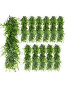 12 PCS Artificial Plant Vines Faux Plants Greenery Garland for Wedding Party Garden Home Kitchen Office Wall Decor Indoor Outdoor Decor, Ivy Green
